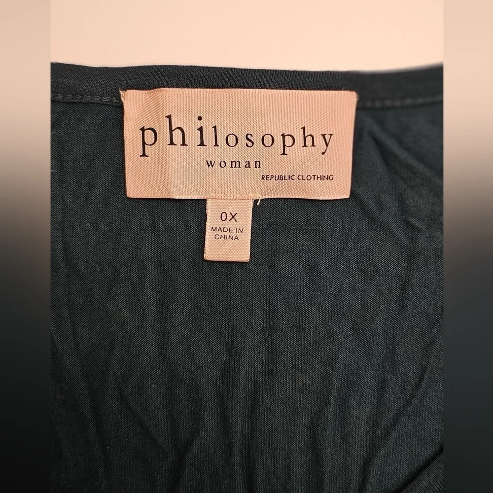 Philosophy Woman Dark Teal Sequin Sleeve Top, Size 0X, NWOT